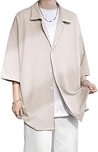 Aaronlive Men's Short Sleeve Summer Clothes, Plain, Large Size, Casual, Shirt, Soft, Stylish, Loose, Popular, Top, Men's, Shirt, Spring and Summer Clothes