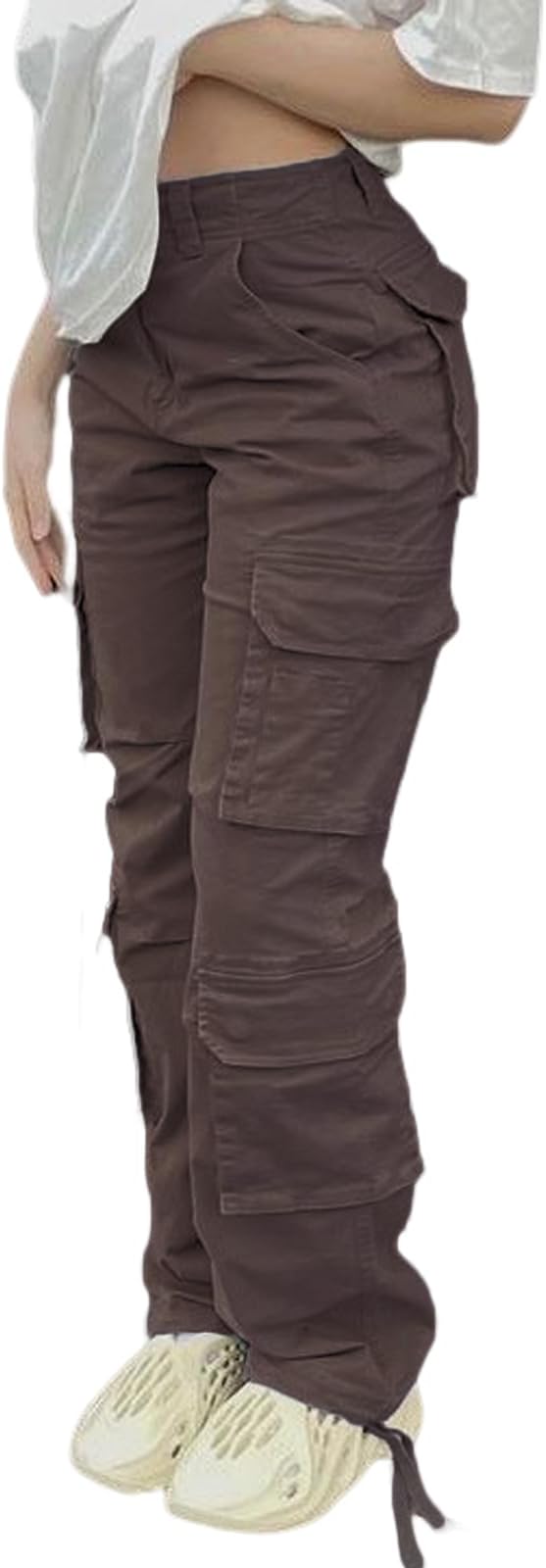 Viatabuna High Waisted Cargo Pants for Women Baggy Y2k Straight Wide Leg Pants with Pockets Streetwear