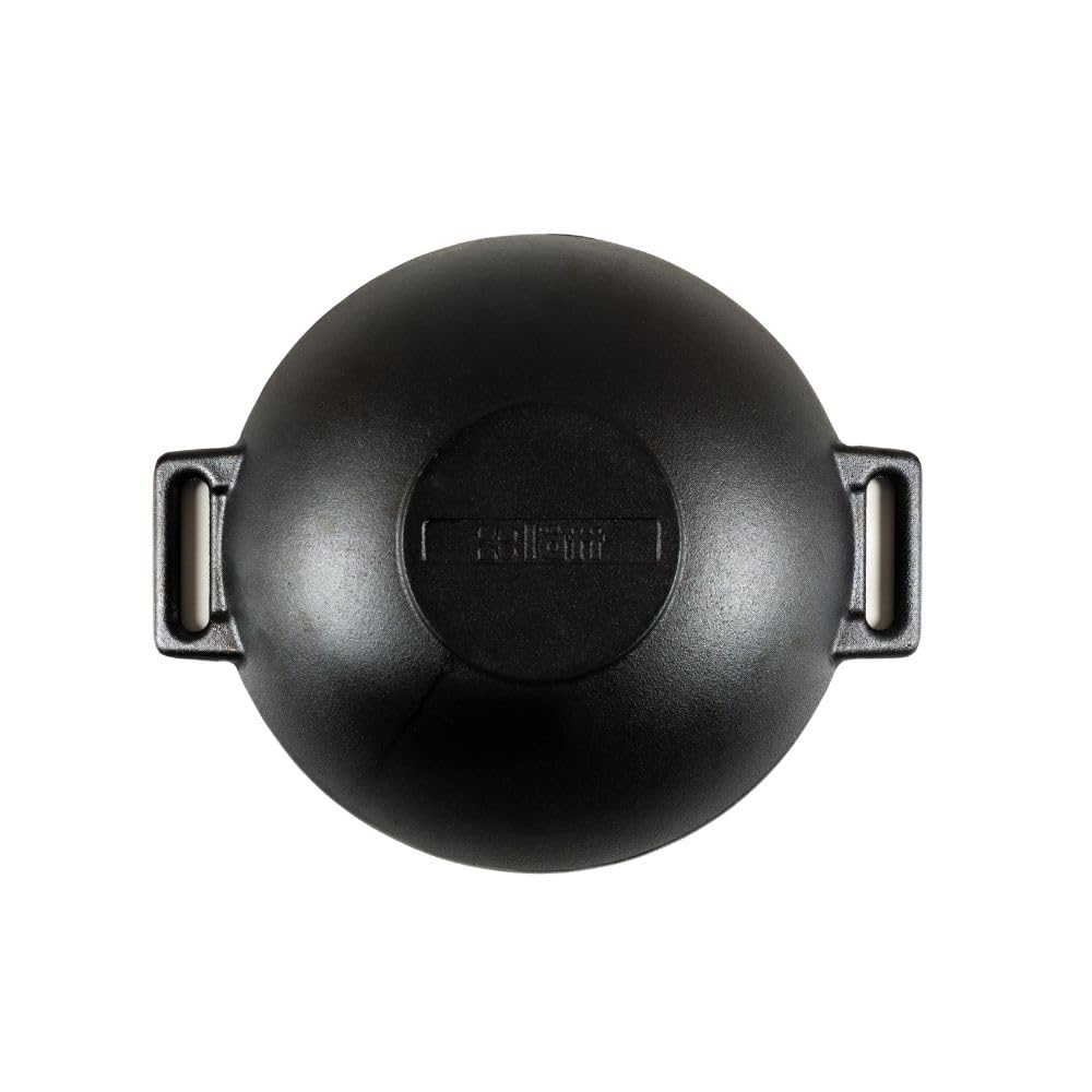 Wok Antiadherente in Ghisa Smaltato Nero 31 cm. Padella Wok Cucina Orientale. Idonea per Piani Cottura a Induzione Elettrico Gas e Forno