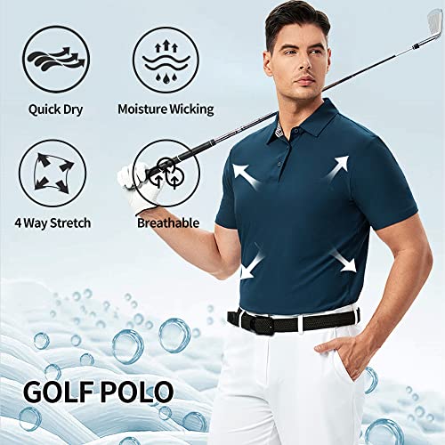 Image of Damipow Premium Golf Shirts for Men Dry Fit Performance Polo Short Sleeve Collared Shirt