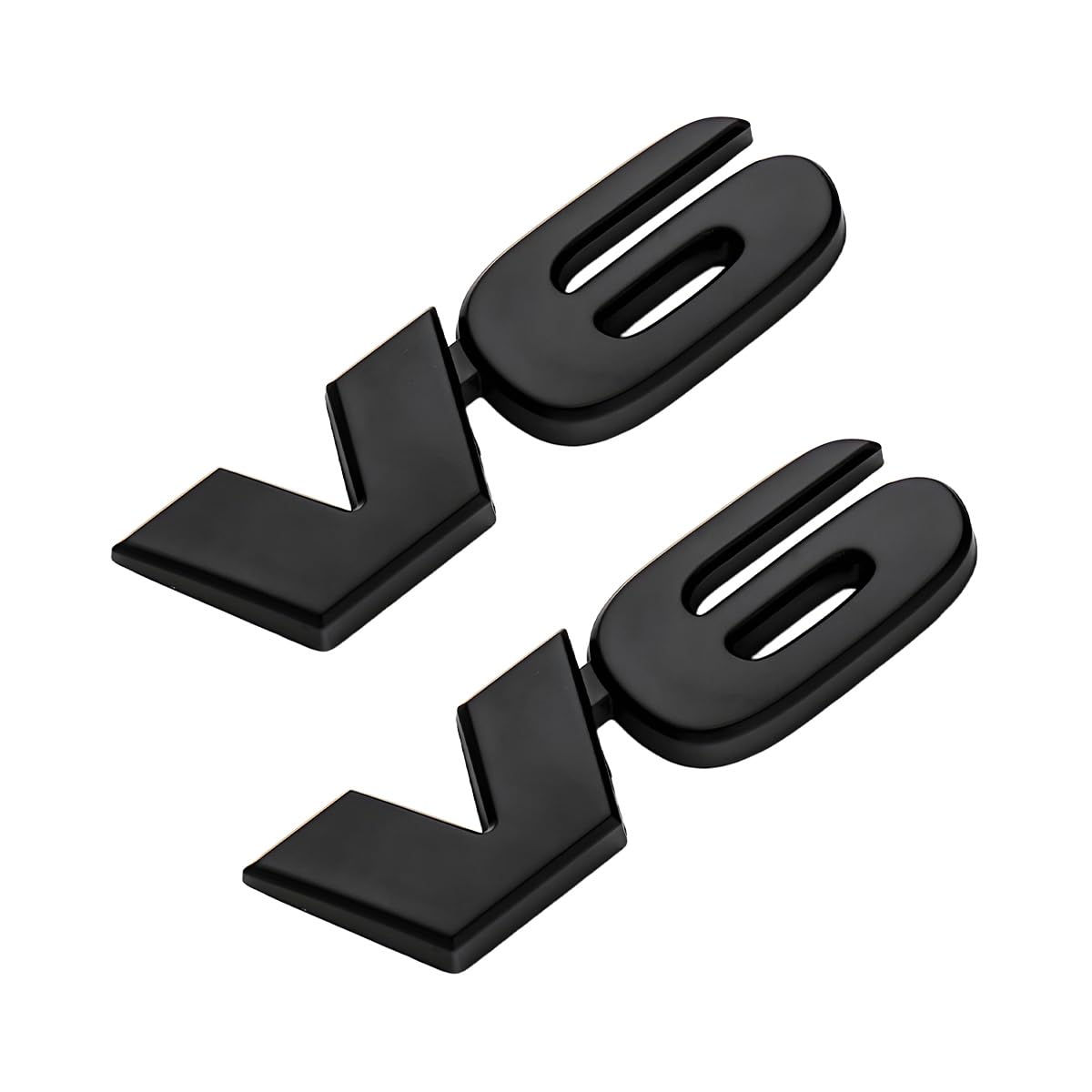 2 PCS V6 Metal Emblem, 3D V6 Nameplate Logo Badge Sticker Car Bumper Decal, Self-Adhesive Metal Emblem Sticker Exterior Decor for Vehicle Trunk Tailgate Side Fender (Black)