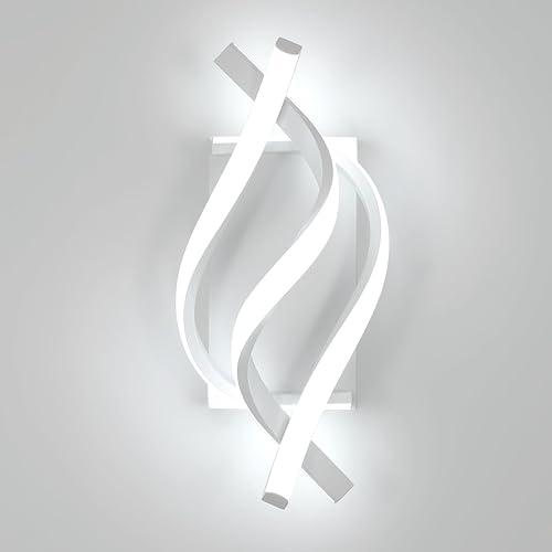 DELIPOP Apliques de pared, lámpara de pared LED moderna en espiral, luz de pared interior blanca fría de 6000 K, lámpara de pared LED acrílica para
