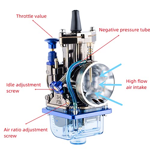 Image of PWK Carburetor Universal Motorcycle Racing Performance Upgrade Carburetor with Carb Jets, 50cc to 250cc 2T 4T Engine Dirt Bike Motocross Motorcycle Scooter ATV Quad Pit Bike Enduro On /Off Road