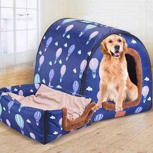 Caseta grande de lujo para perros XL, cama extra grande para perros, gatos, caseta para perros pequeños, grandes, medianos, gatos, interiores y exteriores, lavable (45 x 38 x 36 cm, J)