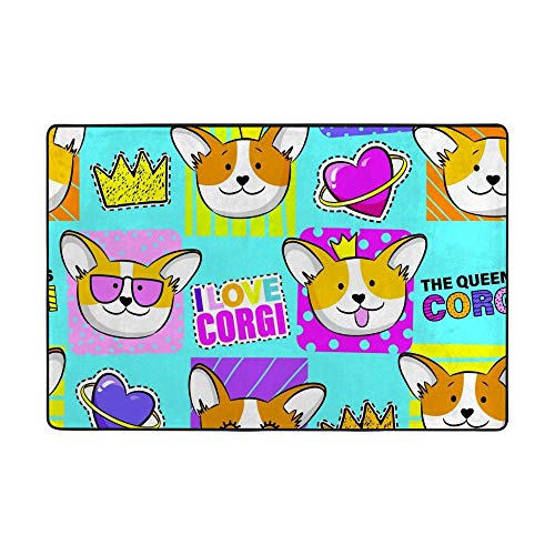 Tapis drôle de chien Corgi multicolore Ruchen grand modèle confortable - 2