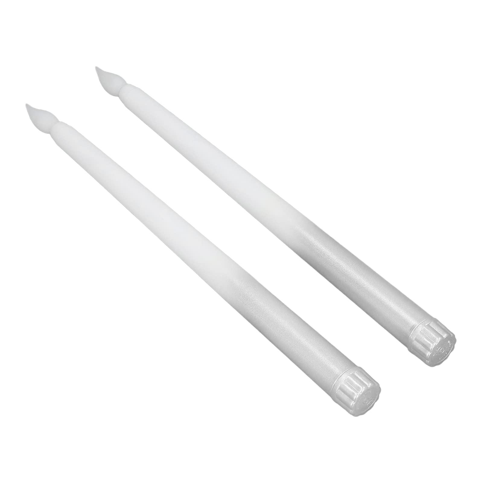 Tnfeeon Flameless Taper Candles, LED, Battery Powered, Soft Yellow Light, for Weddings, Home, Decorations (Half Spray Silver)