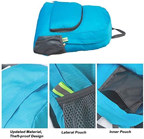 SourceTon Pack of 2 Lightweight Foldable Backpack, Water Resistant Travel Hiking Packable Backpack 20 Liters (Black & Blue) for Camping Outdoor Travel Cycling