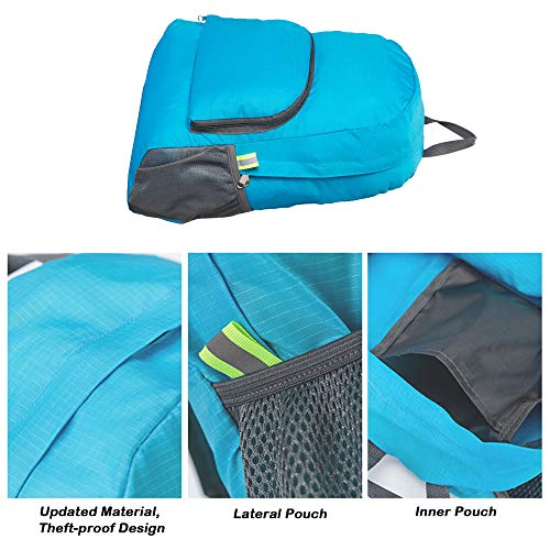 Mochila plegable ligera pack x2 negro y azul 20L miniatura 5
