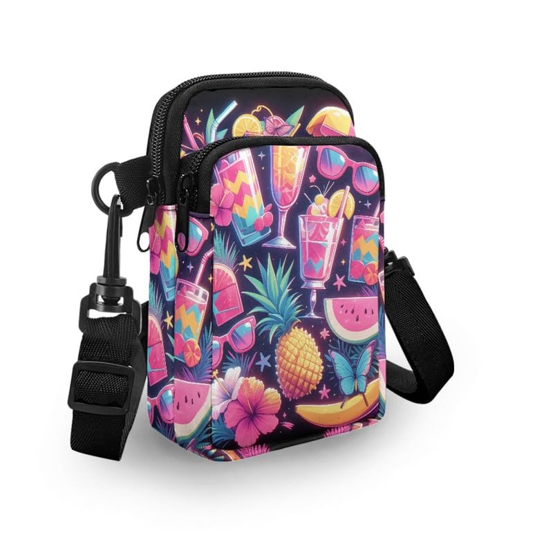 Image of Hawaiian Tribal Small Crossbody Bags for Women Cell Phone Bag Purse, Sea Turtle Zipper Sling Purses Shoulder Bag