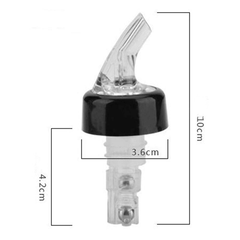 (Pack of 6) Measured Liquor Bottle Pourers, 1 oz, Clear Spout Bottle Pourer with Red Tail and Black Collar, Measured Pour Spouts