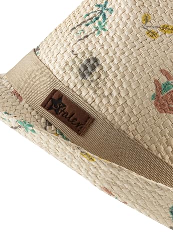 Sterntaler Strohhut Safari - klassischer Sonnenhut mit Allover Safari Print - UV-Schutz 50+ Sommerhut - Jungen Strandkappe - Baby und Kinder Kopfbedeckung - Sand, Größe 53