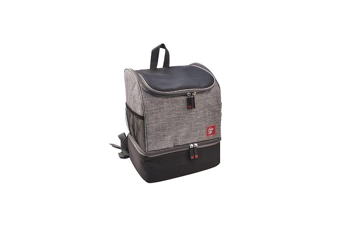 IRIS BARCELONA - Mochila Nevera Enjoy Life 2 en 1, Nevera Térmica y Mochila para Llevar Comida, Bebida a la Playa, Camping, Excursión, Bolsa Térmica con Espacio Inferior 15 L Negro y Gris Jaspeado