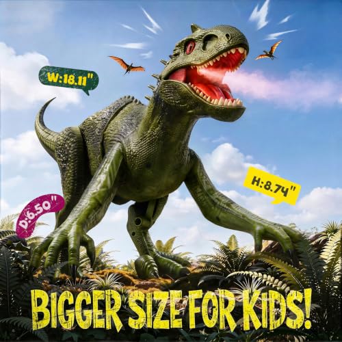Image of Veeniix Remote Control Dinosaur Toys for Kids 6-8, Big Green RC Dinosaur with Roar, Light & Spray, Durable Interactive Birthday Gifts for Boys 6-8, 8-12 Year Olds