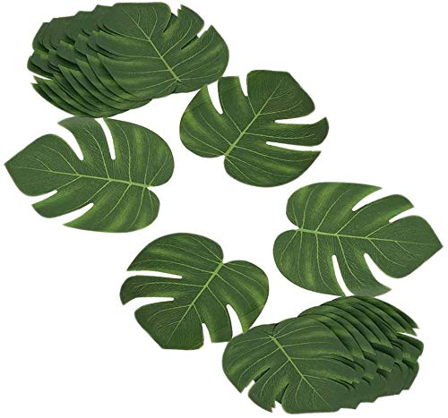 Lot de 24 Feuilles Tropicales Artificielles de Table Palmier Feuille pour Fête sur Le Thème de La Jungle de La Plage de La Décoration de Mariage (8 inch(20cm)) Cover