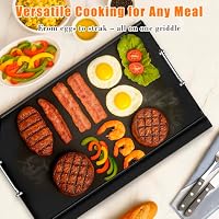 GFTIME Grillplatte 63,5 x 40,6cm, Universal Plancha für Gasgrills und Holzkohlegrills, Elektrogrill, Universal Grillpfanne Flache Oberplatte, Antihaftbeschichtung, Große Rechteckige Grillplatte – Ansicht 9