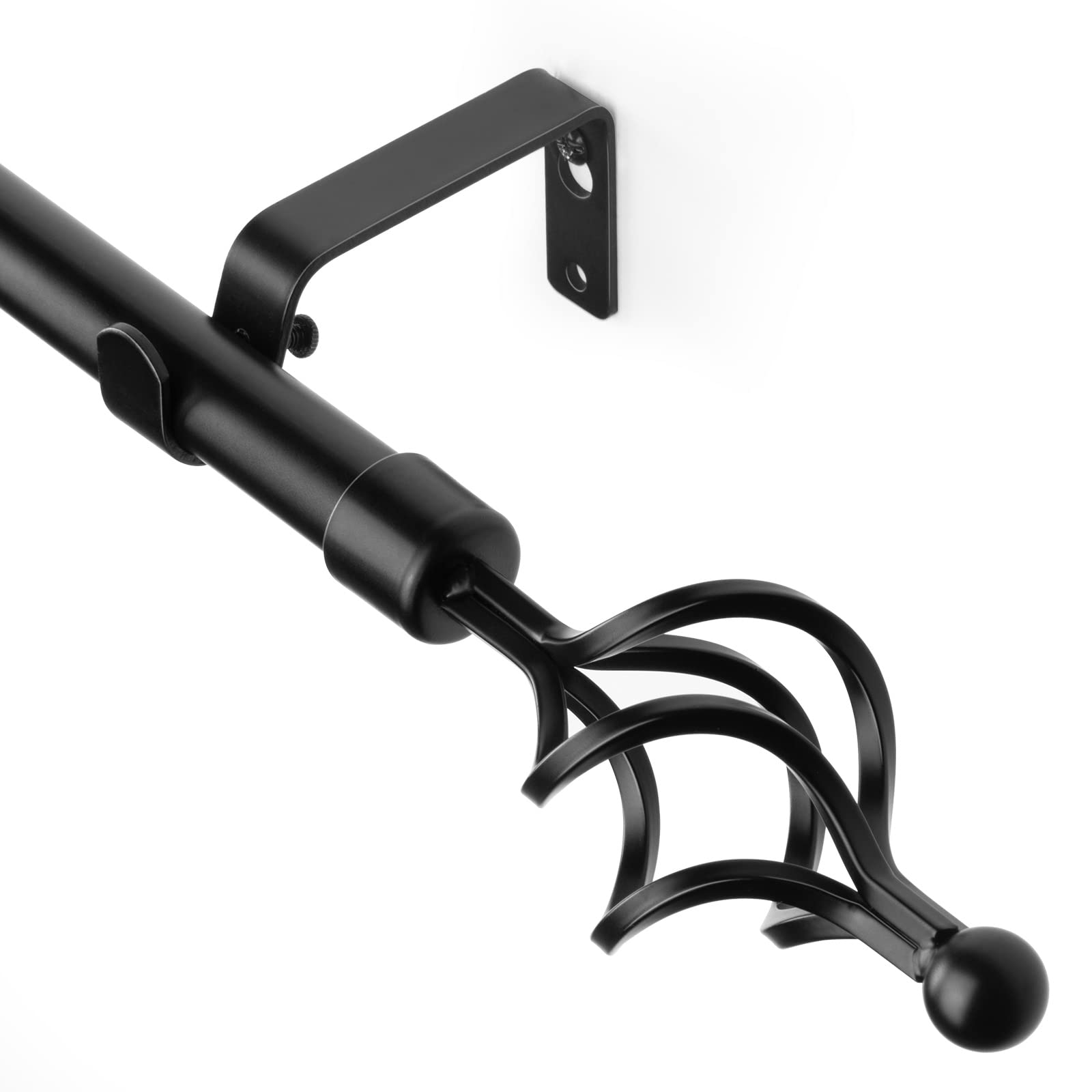 SZXIMU Curtain Rods 3/4 Inch Adjustable Drapery Rod 36 to 72 Inches, Iron Cage Finials,for Bedroom,Living Room,Kitchen, Black