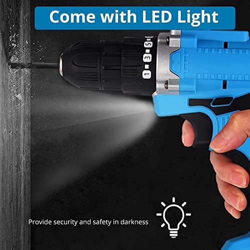 Akkuschrauber 21V, Akku Bohrschrauber 18+1 Drehmomentstufen mit 2000mAh Akku, LED Licht, 32Nm Drehmoment, 2 Gänge, 3/8" Bohrfutter und 24x Zubehör Bohrmaschine zum Bohren, Schrauben, Schlagschrauben – Bild 5