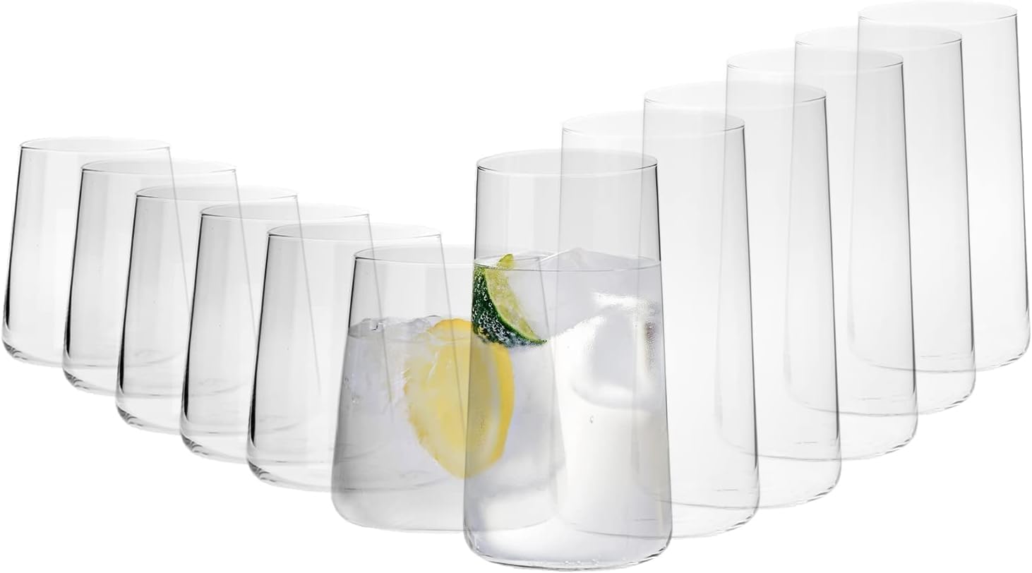 Krosno Set Mix de vasos | 6 altos para agua/zumo 550 ml + 6 tipo tumbler 430 ml | Cristal sin plomo | Perfecto para hogar, restaurantes y fiestas | Apto para lavavajillas