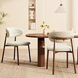 JCAJCA Kitchen Dining Chairs Set of 2 Modern Soft Linen Farmhouse Dining Room Chair with Metal Legs, Beige/Walnut