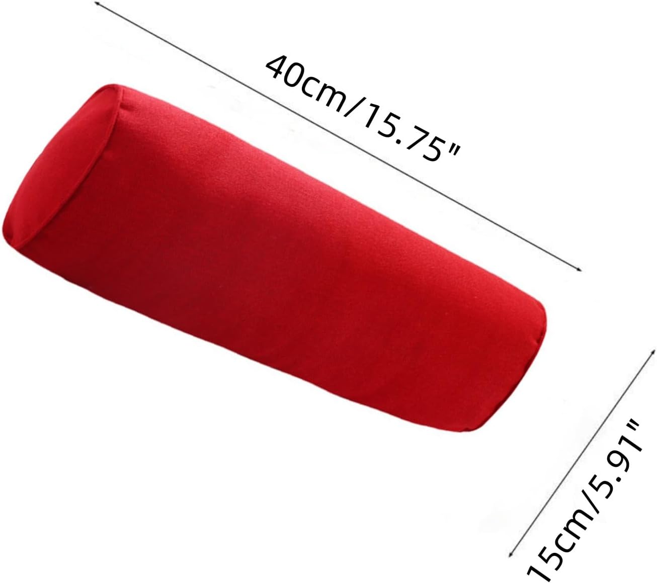 Round Neck Pillow Roll Linen Bolster Pillow Long Lumbar Pillow Arm Support Pillow Neck Pain Relief Cylinder Bolster Pillow with Removable Cover for Sleeping/Chair/Car/Sofa (Red), 15x40cm