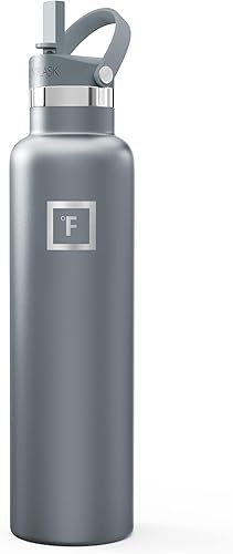 Miniatura 66 de IRON °FLASK Frasco de hidratación para acampar y senderismo con pajilla, botella de agua deportiva de acero inoxidable con aislamiento de boca Dark