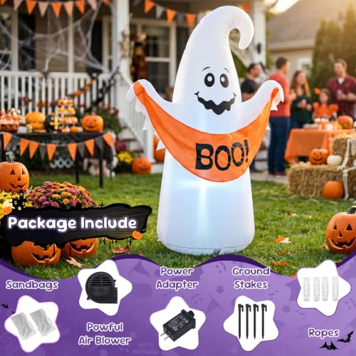 4FT Halloween Inflatable Ghost with Boo Banner,Bulit-in LEDs - image 5