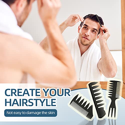 Foto von Styling Kamm Männer Set NOCHME Professioneller Breite Zähne Slick Back Haarkamm Rat Tail Haarbürste Entwirrkamm Und Teasing Comb Für Herren Mann Friseure Salon Haarstyling Und Barber, Schwarz