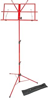 Lawrence LMS02-RD - Leggio pieghevole, regolabile, in metallo, con custodia, colore: Rosso