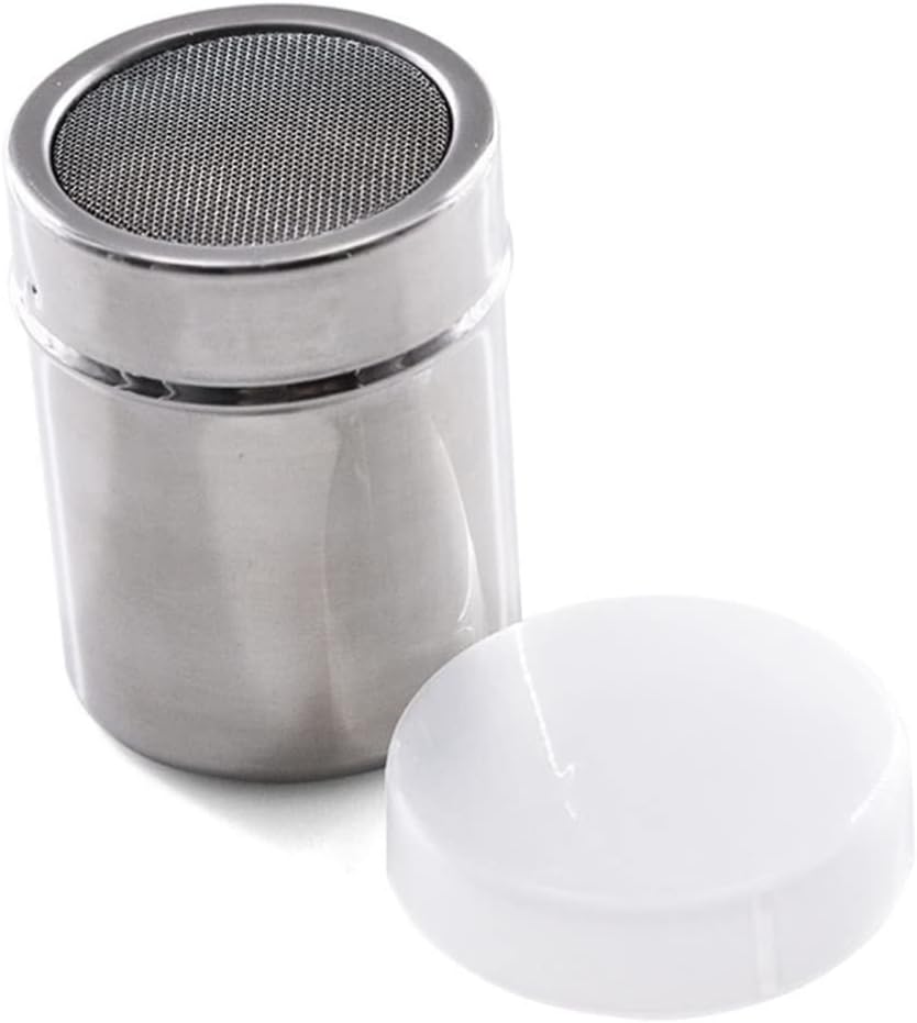 ABOOFAN Stainless Steel Seasoning Shaker Medium Powder Dispenser for Sugar Cocoa Flour and Spices Keeps Ingredients Fresh and Dry for Baking and Cooking