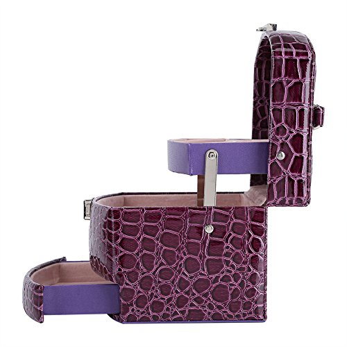 Sutinna Utile 3 Couches Bijoux Collier Anneau boîte de Rangement Cas Dame Cadeau Fournitures pour la Maison(Purple) Cover