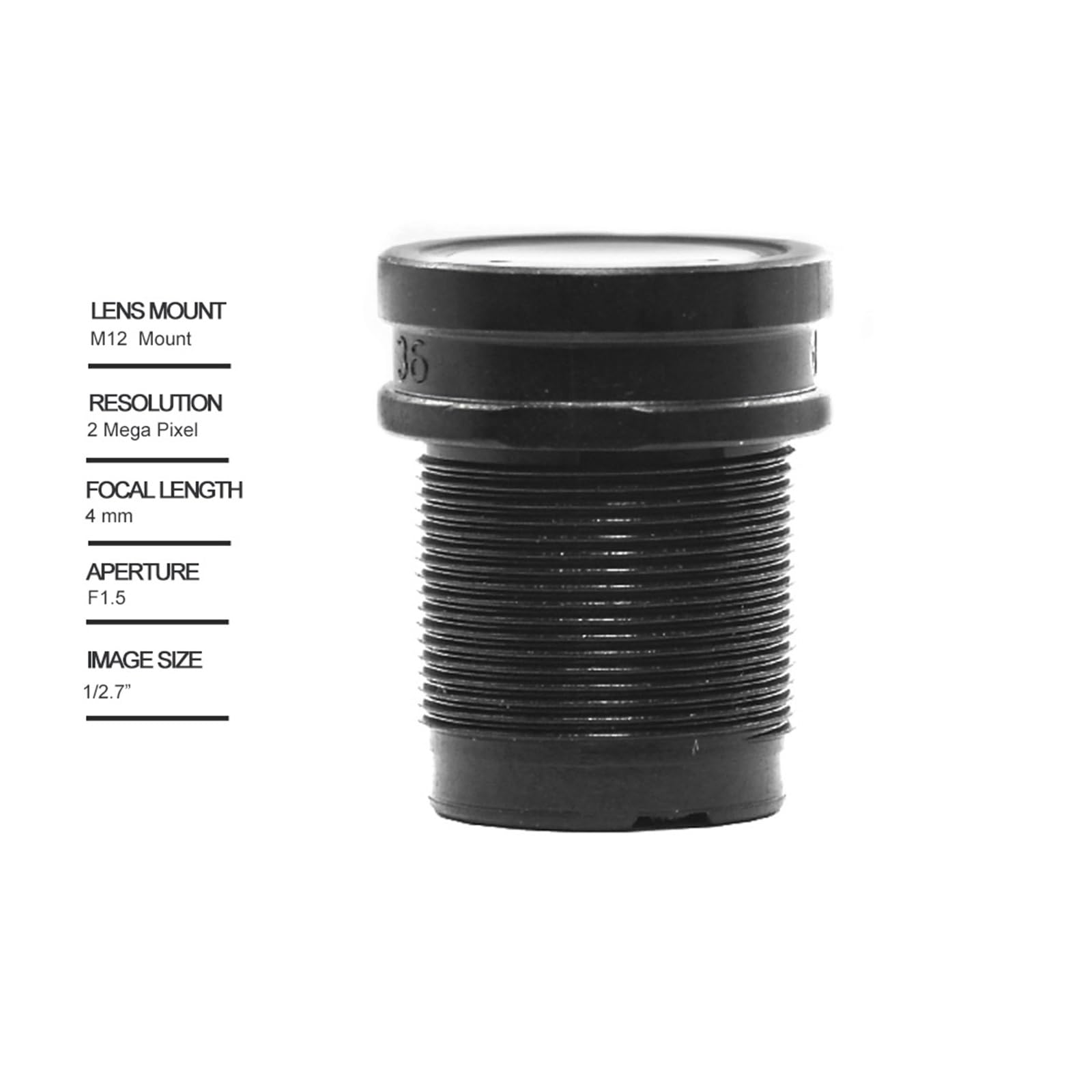 Starlight Lens 2MP 4mm Fixed Aperture F1.5 for IMX290/291/307/327 Low Light CCTV AHD IP Camera