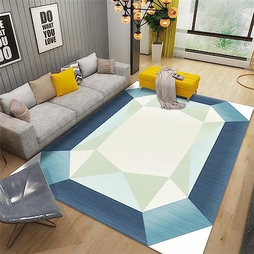 Tapis de salon bleu géométrique 80x160cm pour chambre d'adulte