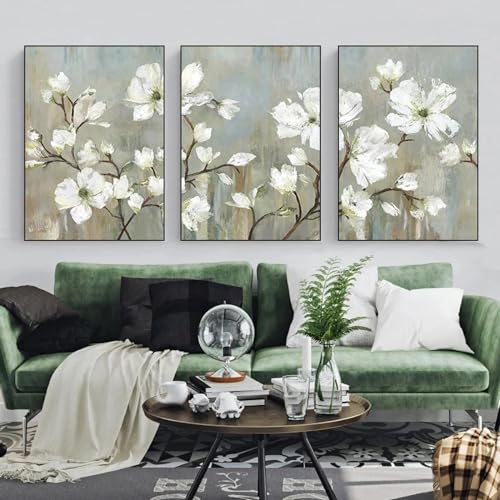 Peinture d'art 50x70cmx3 fleur d'arbre sur toile de qualité supérieure au style rétro