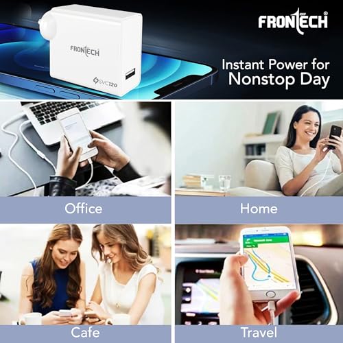 Image of Frontech SVC Single Port Mobile Charger | 120W Fast Charging | USB Type C | Compatible with Smartphone /Earbuds /Tab | White (MCH-0024)