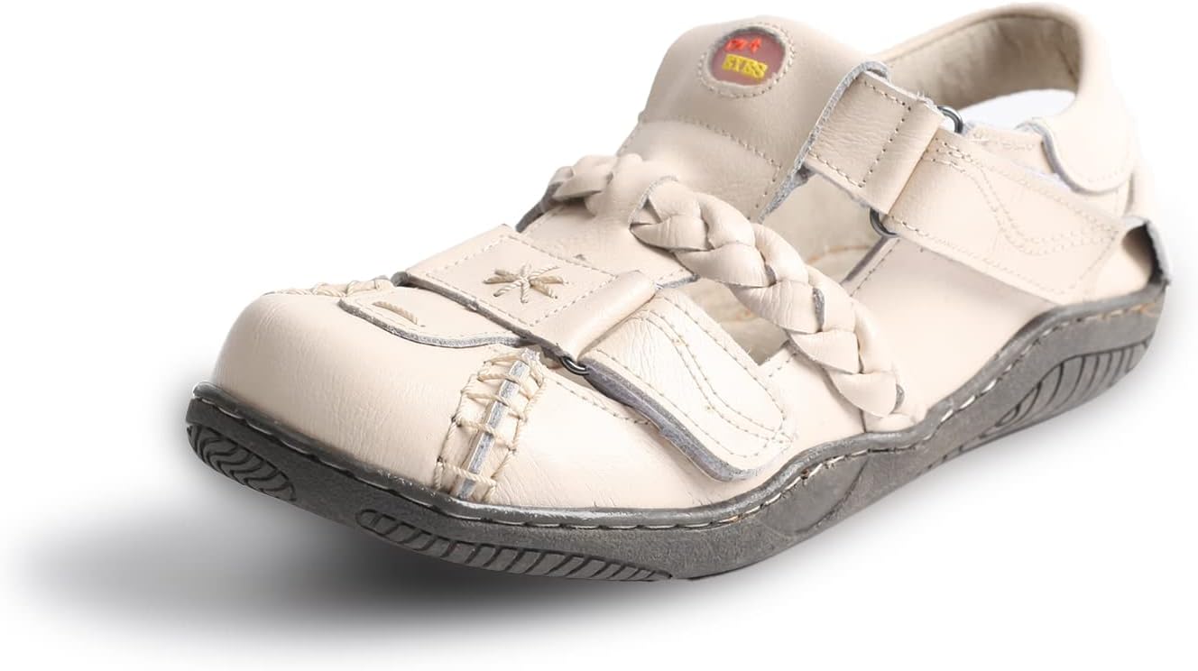 TMA EYES Women's Braided Closed-Toe Leather Sandal