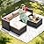Devoko 3 Piece Patio Furniture Sets Manual Adjustable Angle All Weather Outdoor Wicker Rattan Patio Sofa with Cushions and Glass Table for Porch Poolside?Beige