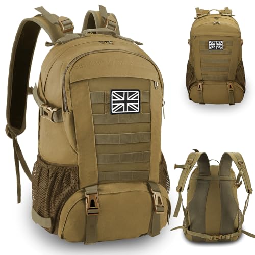 Jueachy Military Tactical Backpack 35L Army Assult Camouflage Hunting Rucksack Molle Waterproof 3 Day Large Rucking Backpack for Outdoor Sports Trekking Hiking Travel Camping