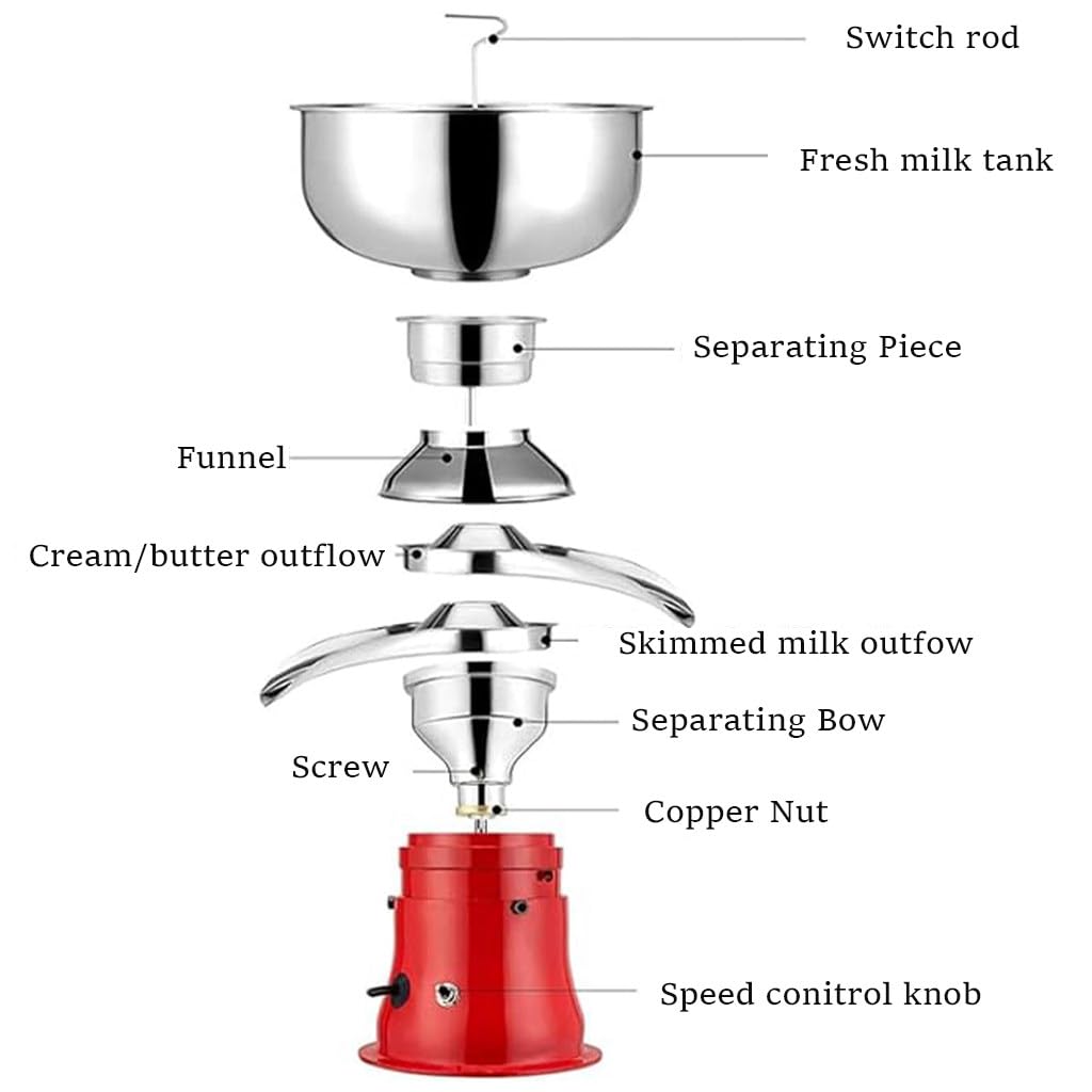 Macchina separatrice crema per latte fresco, separatore centrifugo elettrico per uso lattiero-caseario, ideale per la separazione della crema di latte di mucca, pecora e capra