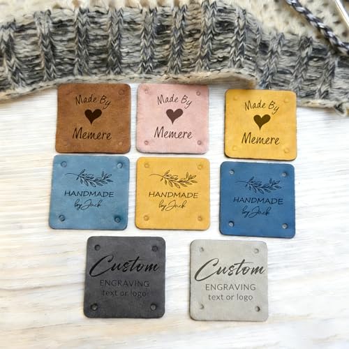 20 Pack Custom Personalized Leather Labels for Handmade