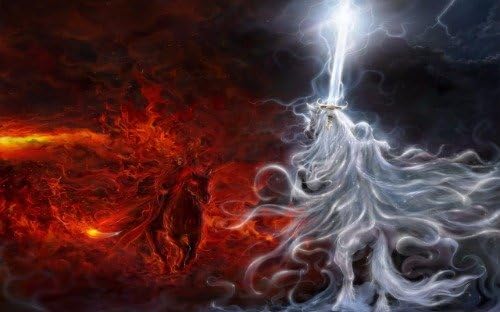 ConversationPrints BUENO VERSUS MAL BRILLANTE PÓSTER FOTO FOTO Diablo vs Dios Caballo Cristo Señor