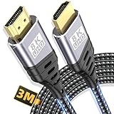 ZEENVIC HDMI 2.1 Kabel 8K, 48 Gbit/s 3Meter HDMI Kabel Stecker auf Stecker für Gaming & Heimkino, Unterstützt 8K@60Hz 4K@120Hz 144Hz, eARC HDR, Kompatibel mit PS5 Xbox TV Monitor
