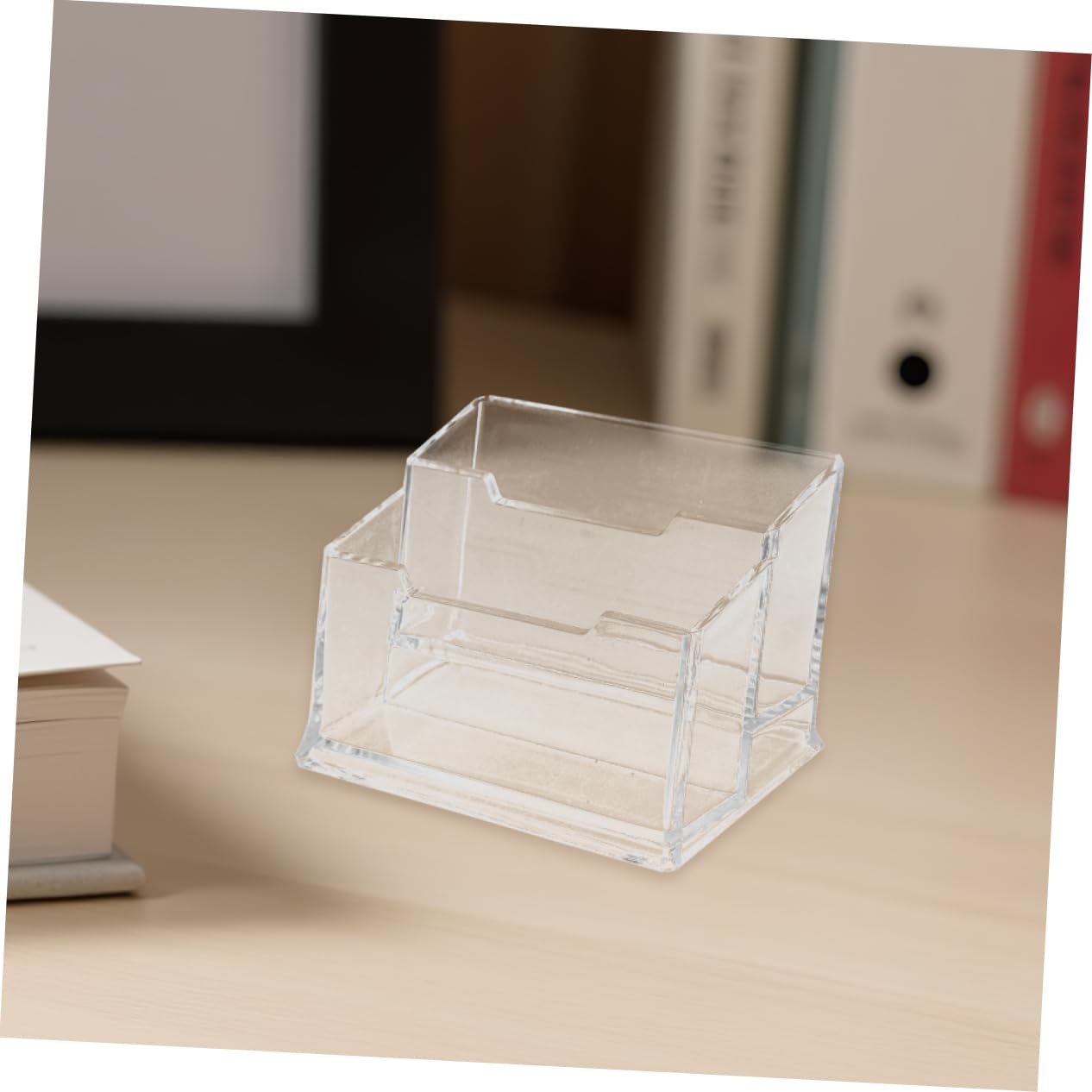 Hemobllo 5pezzi Supporto per Biglietti da Visita Trasparente in Plastica Porta Biglietti da Visita da Scrivania Organizer per Tavolo da Ufficio Espositore