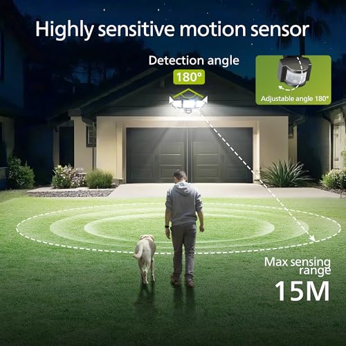 Philips Solar Security Light Outdoor Light 302 LEDs 1200lm, Solar-Powered Waterproof Wall-Mounted Flood Light w/PIR Motion Sensor, 3 Heads, IP65 Waterproof, 3 Modes (2) - Image 5