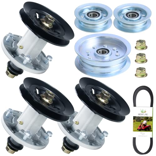 BOSFLAG 3 Pack AUC15811 Spindle with GX22616 Pulley GY20629, GY20067 Pulley GX21833 Belt Replaces GY21098 Spindle Assembly John Deere GY20454, GY20962 for John Deere D140 D160 E140 E160 E170 Tractors