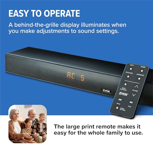 Zvox Accuvoice Av455 Dialogue Clarifying Sound Bar With Hearing Aid Technology And Hdmi-Arc Connectivity - Home Theater Audio Tv Speakers Soundbar thumb #5
