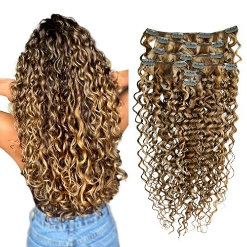 Hyssiet Curly Clip in Hair Extensions Real Human Hair 120g