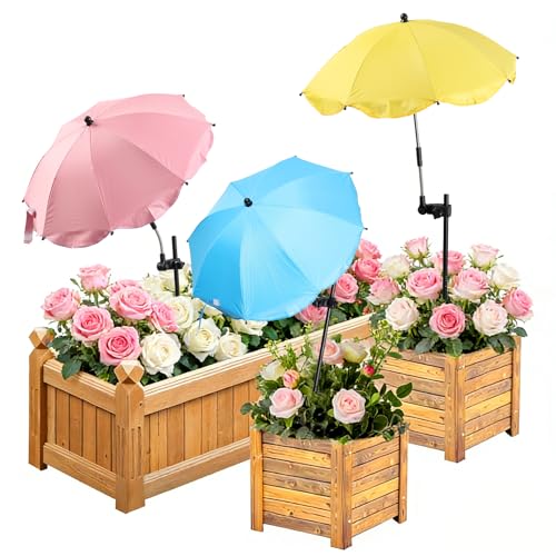 3 Pack Plant Umbrellas for Outdoor Plants 24 Larger Flower Umbrella with Continuously Adjustable Height & Angle Shade for Plants 54 Higher Plant Umbrella for Potted Plants Flowers Garden Beds