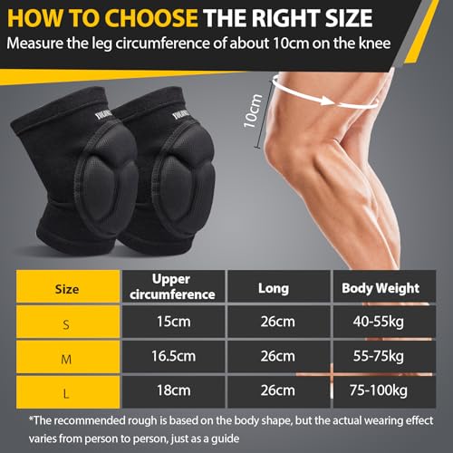 Viexpand 1 Paio Ginocchiere Di Protezione, Spugna Spessa Ginocchio Protezione,Anti-Collisione Regolabili Ginocchio, Per Pallavolo, Danza,Snowboard,Alta Elasticità,Traspirante E Confortevole, Nero,M - 2