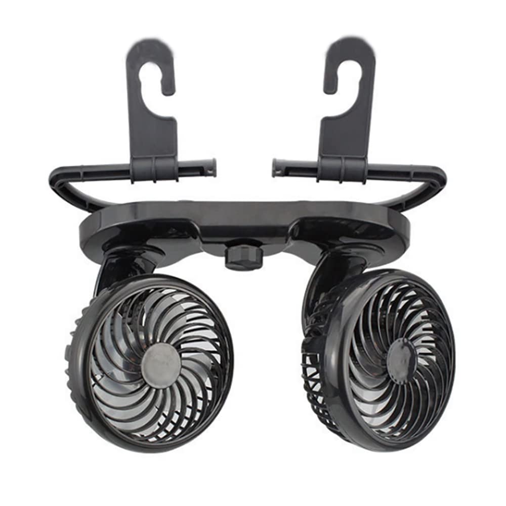 Ventilador de refrigeración de aire para coche Riloer 12V, ventilador circulador de aire de doble cabeza, ventilador reposacabezas del asiento trasero, encendedor de cigarrillos alimentado