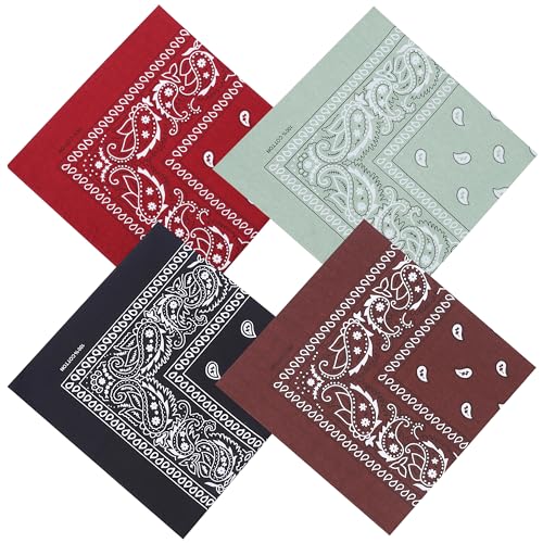 Image of Mochabao 100% Cotton 27 inch x 27 inch Large Bandanas for Men & Women, Multi-Purpose Bandana Headbands, Square Head Scarf